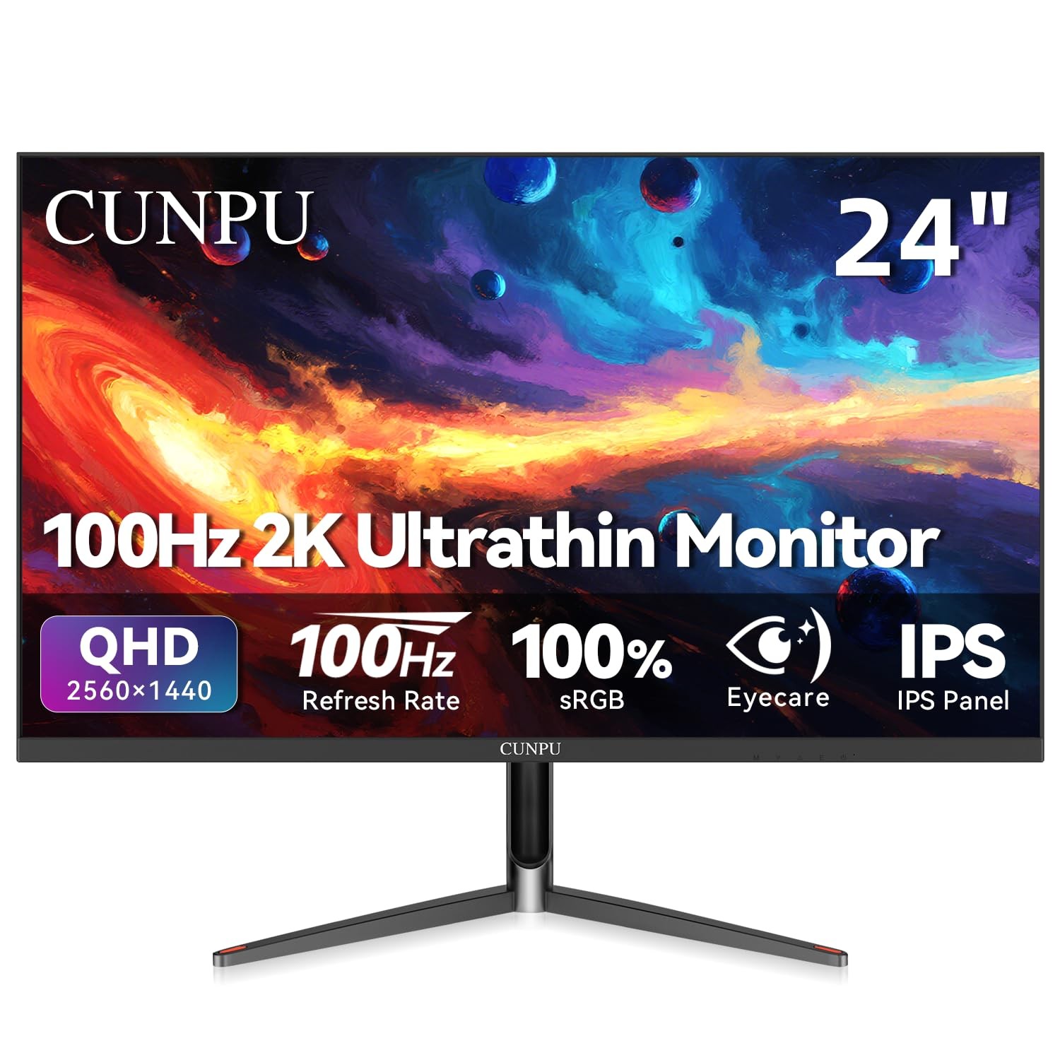 CUNPU 24 Inch 1440P Monitor,QHD 100Hz IPS Monitor, 99% sRGB Color 23.8, Black