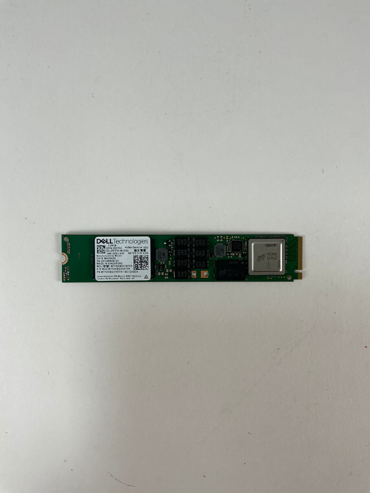 5FP33 DELL 3.84TB NVME PCIE4.0 M.2 22110 MICRON 7450 PRO READ INTENSIVE SSD