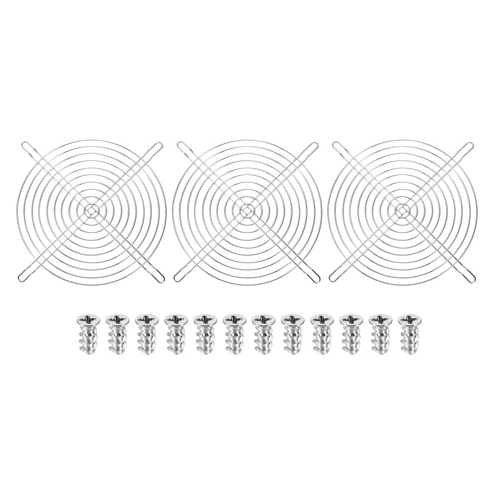 3 Pcs 180mm Fan Finger Grill Metal Ventilation Grill Cover with Screws, Silver