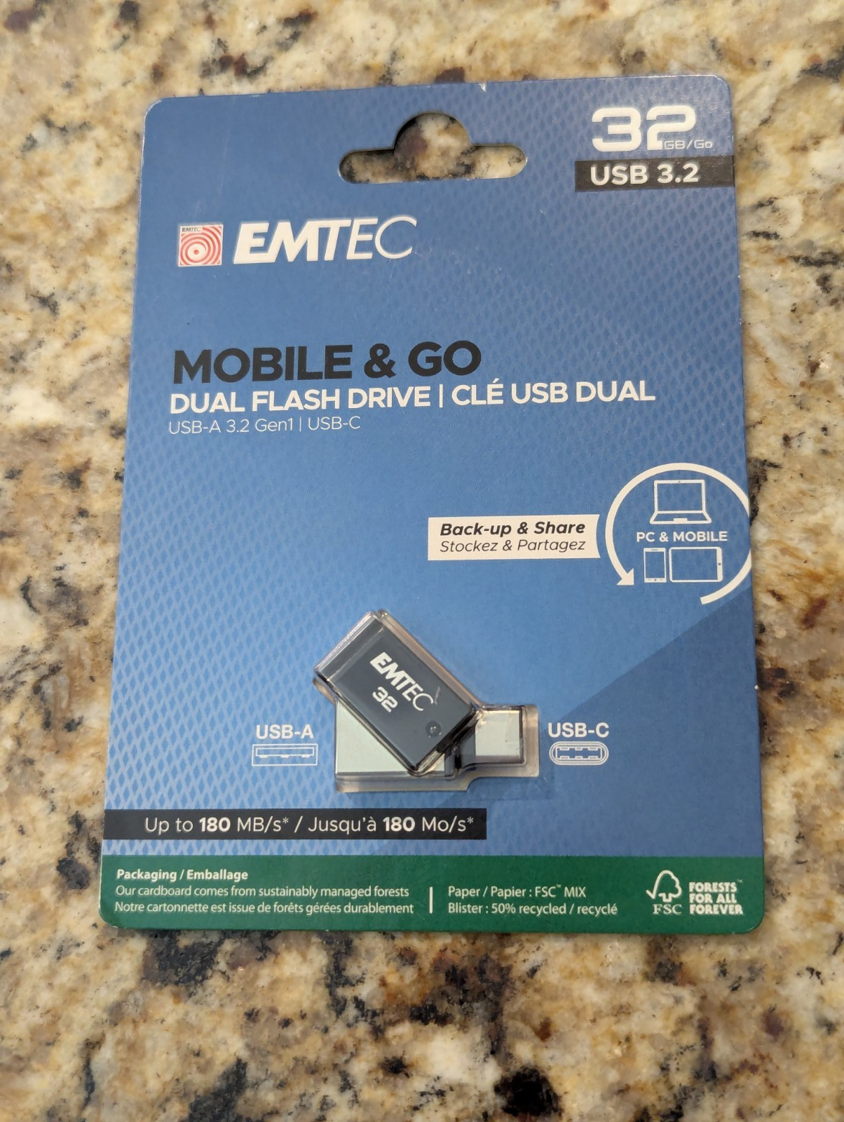 EMTEC Mobile & Go T260C Dual USB flash drive 32GB USB 3.2 USB-C ECMMD32GT263C