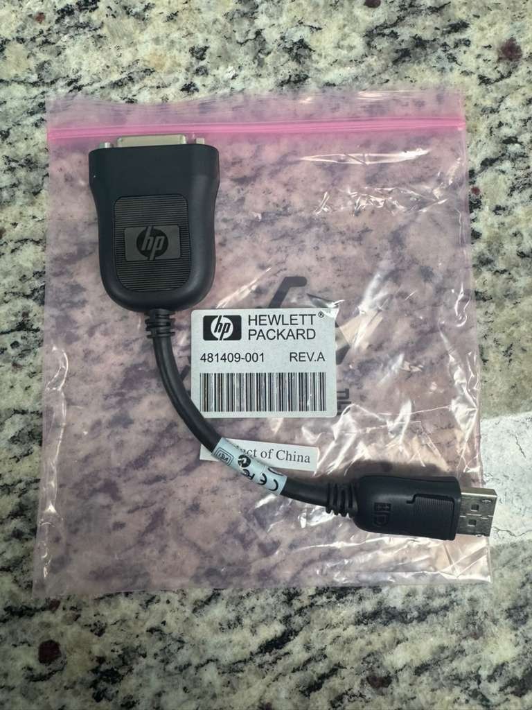 HP 481409-001 DisplayPort to DVI-D Adapter Cable - New Original
