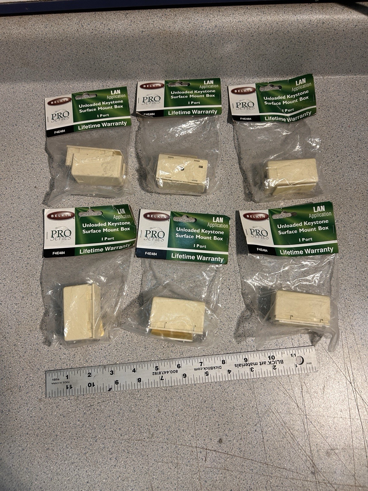 Belkin Pro F4E484 1-Port Keystone Surface Mount Boxes Ivory Lot of 6 NOS