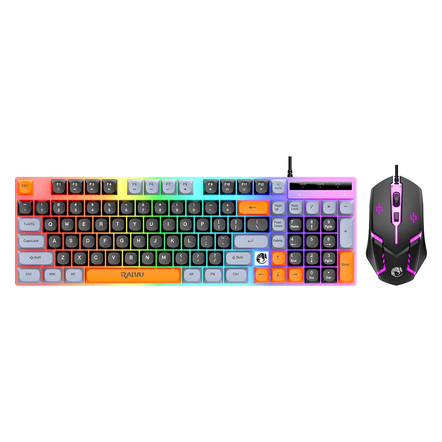 Wired LED RGB Gaming Keyboard & Mouse Combo, Mechanical Feeling, 98 Key