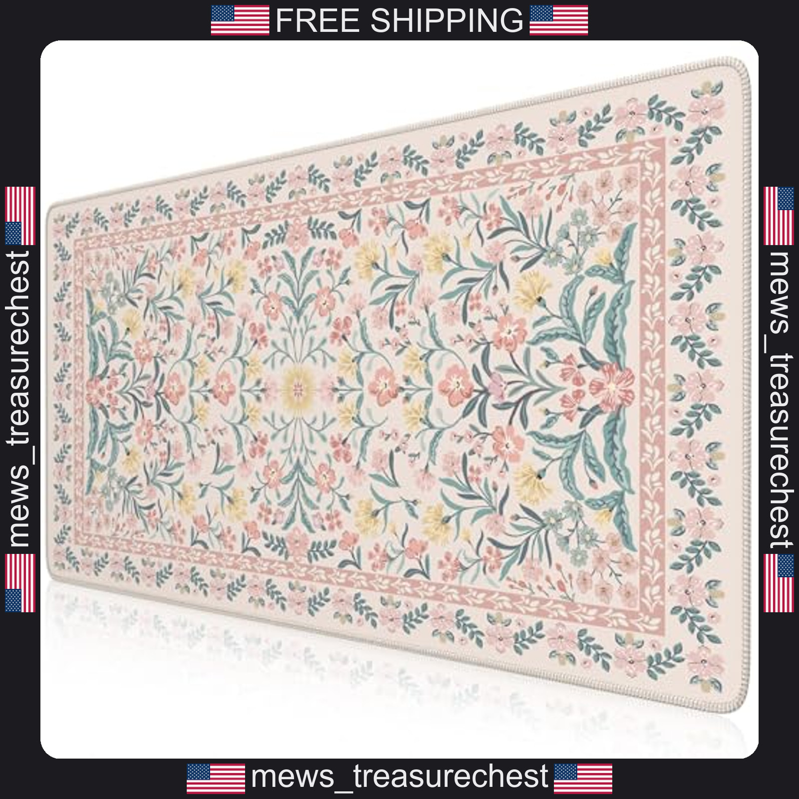 Desk Mat Pink Floral 35.4x15.7in for Office, Gaming, Study