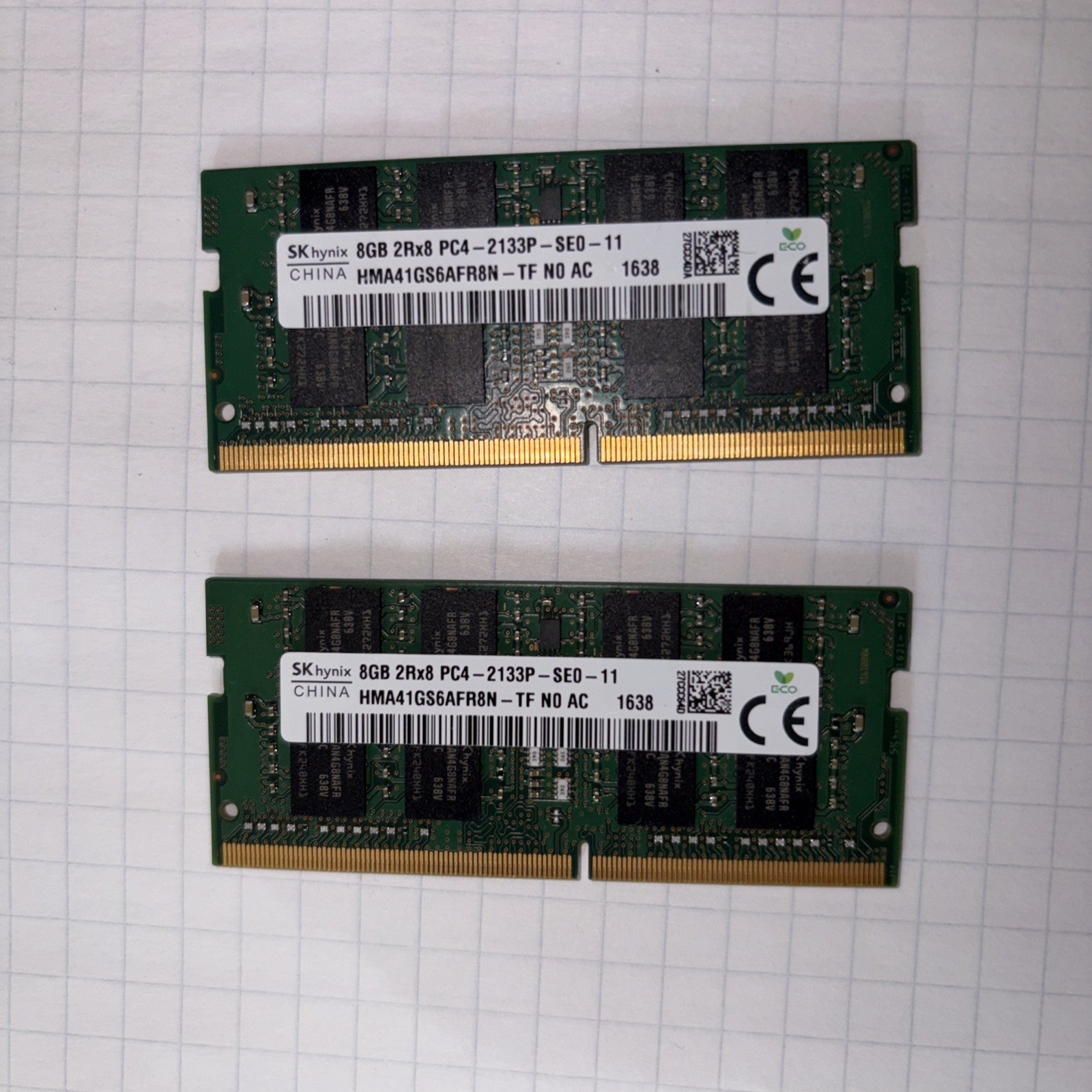 SK Hynix HMA41GS6AFR8N-TF 8GB 2Rx8 PC4-2133P DDR4 SODIMM RAM (2-PACK) 
