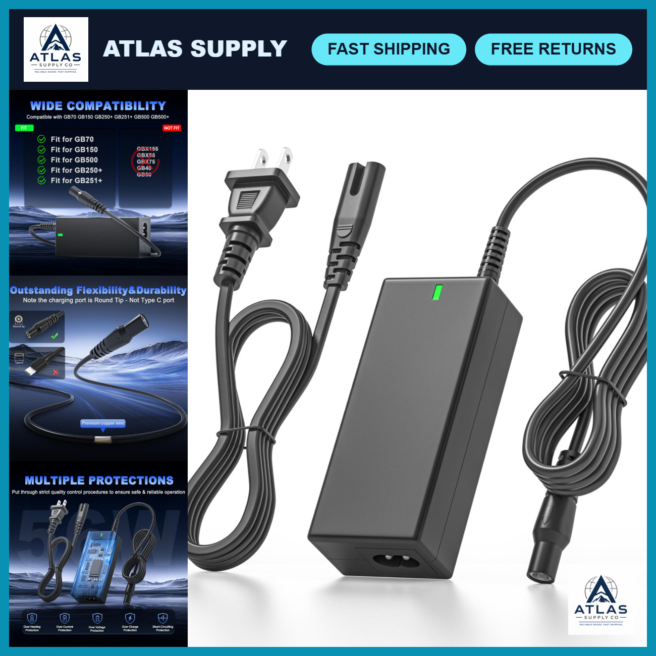 56W 14V Fast Charger for GB70 GB150 - High-Speed Charging Cord, Durable & Reliab