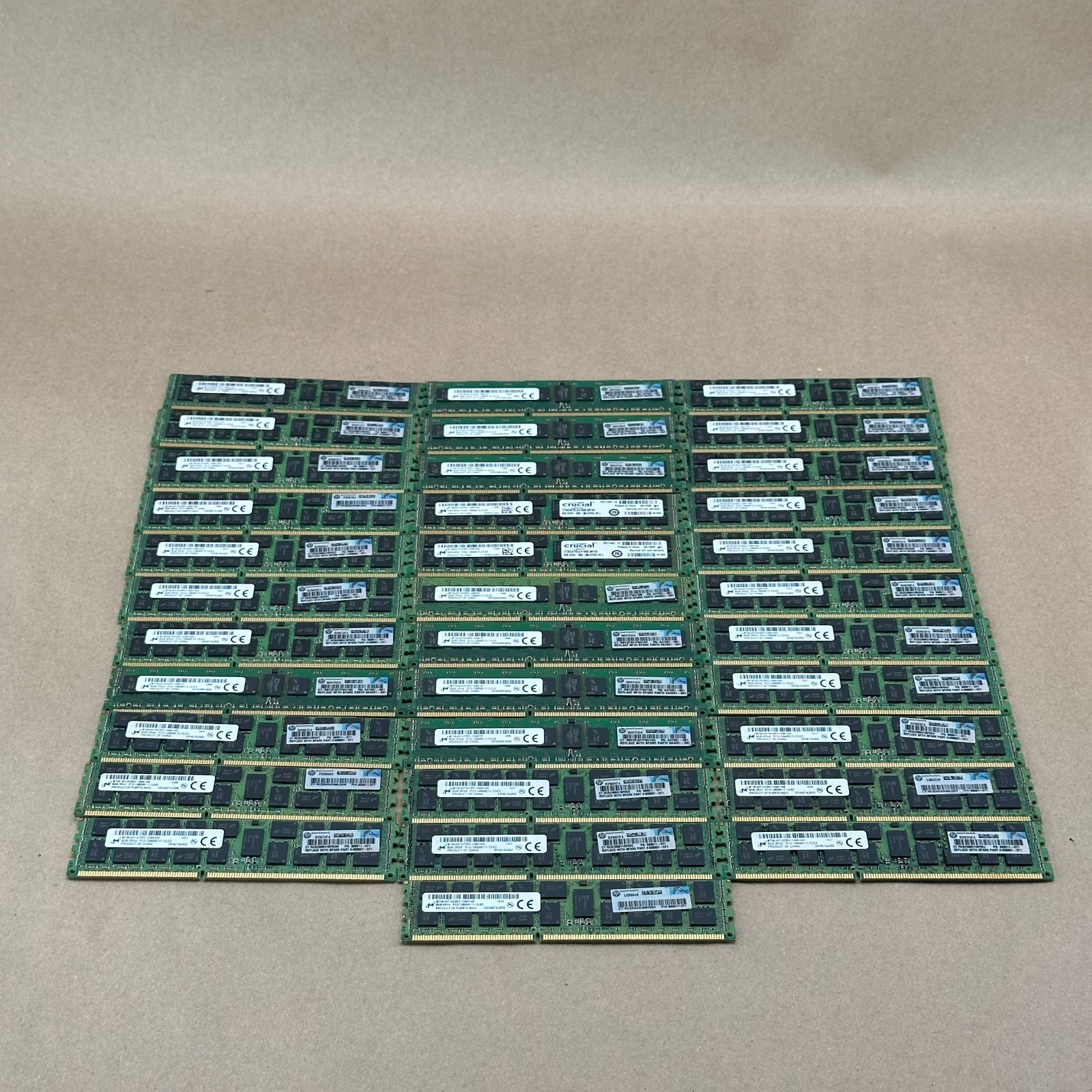 Lot of 34 Micron Crucial 8GB DDR3-1600 ECC REG Server RAM 272GB Mixed PC3 HP