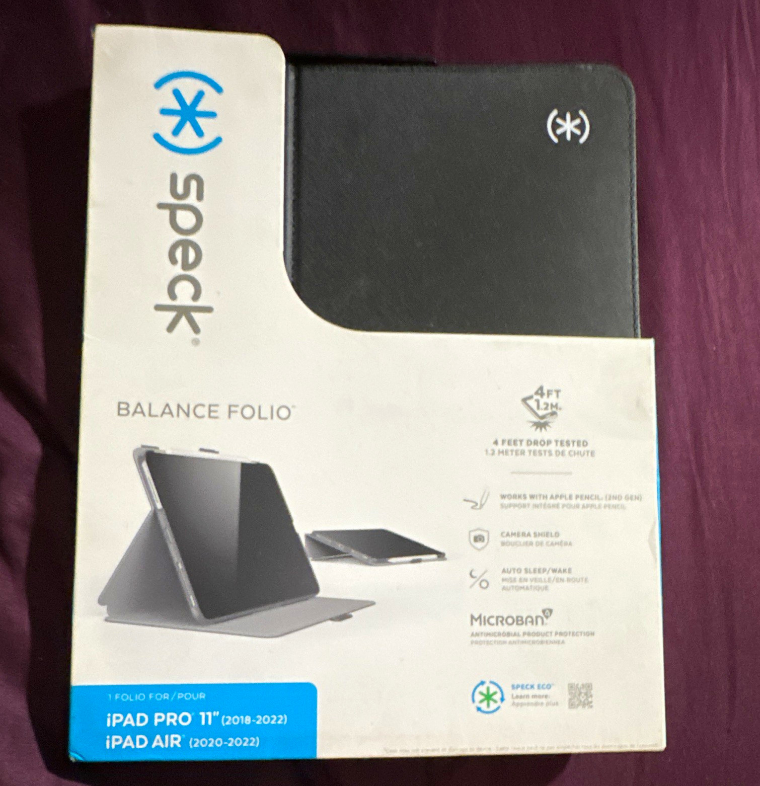 Speck Balance Folio Black Case for iPad Pro 11/iPad Air 11 Stand Auto Sleep