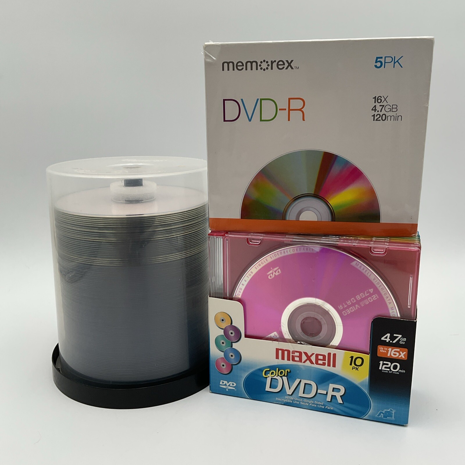 Lot of Maxell 10pk & Memorex 5pk + Spindle DVD-R 4.7 GB 120min 8x & 16x