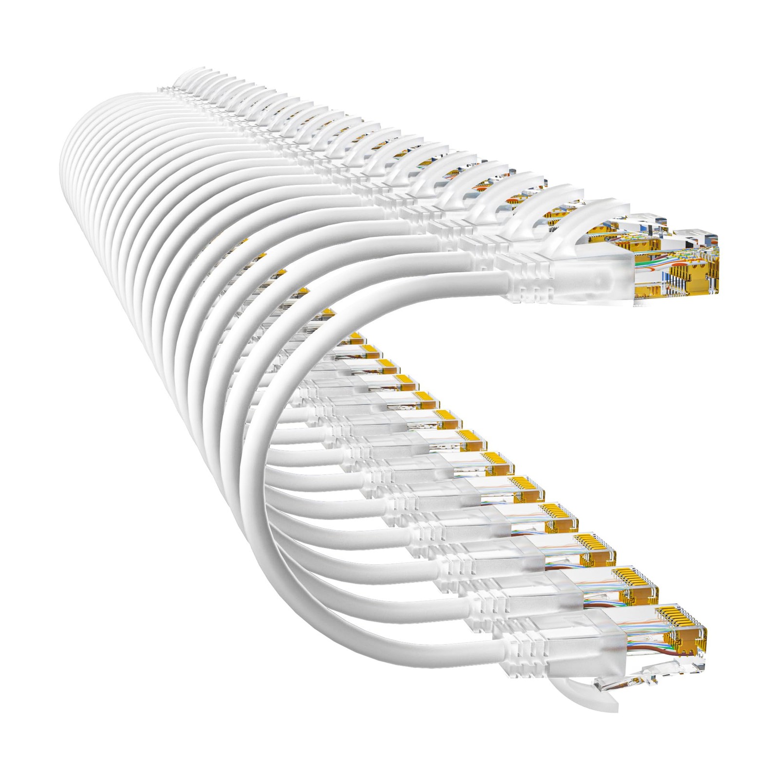 10Gsupxsel Cat6a Patch Cables 1ft (24 Pack) Slim, Cat6 Ethernet 1FT, White