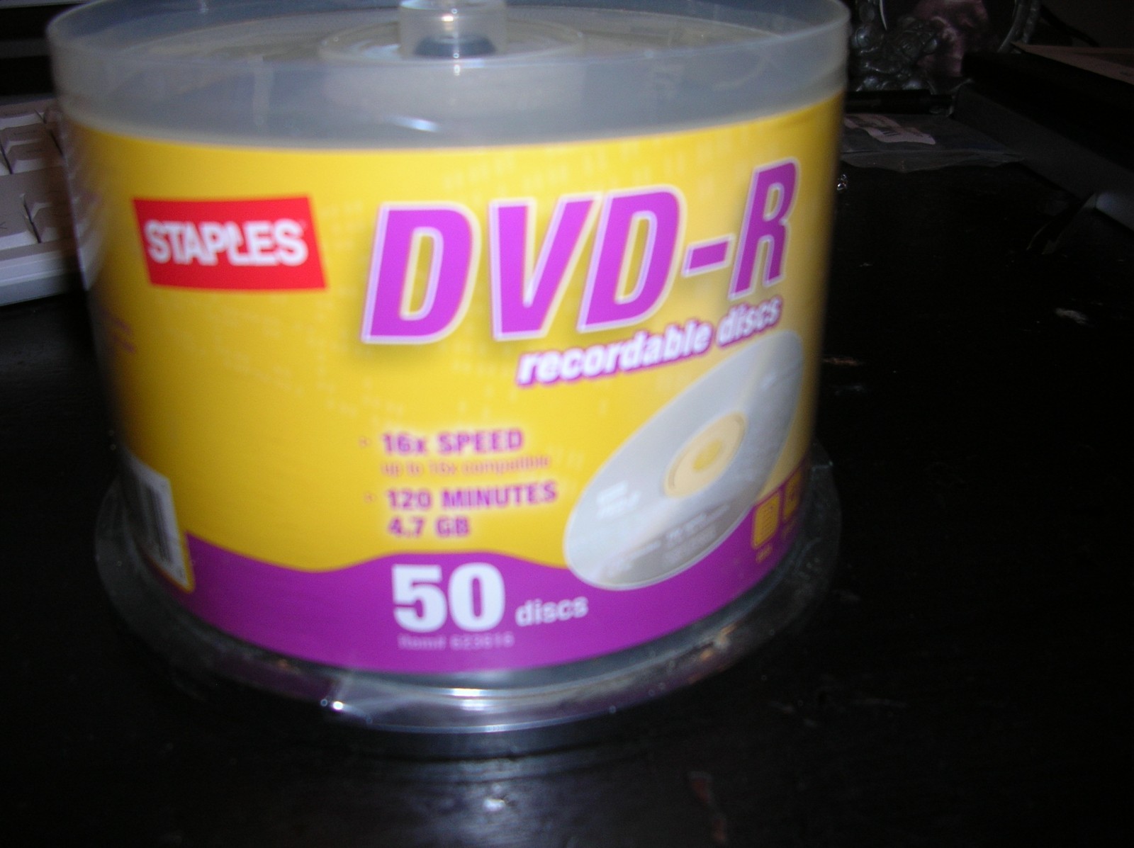 Staples 50-Pack Blank DVD-R Recordable Discs 16x Speed 4.7GB 120 Min Spindle New