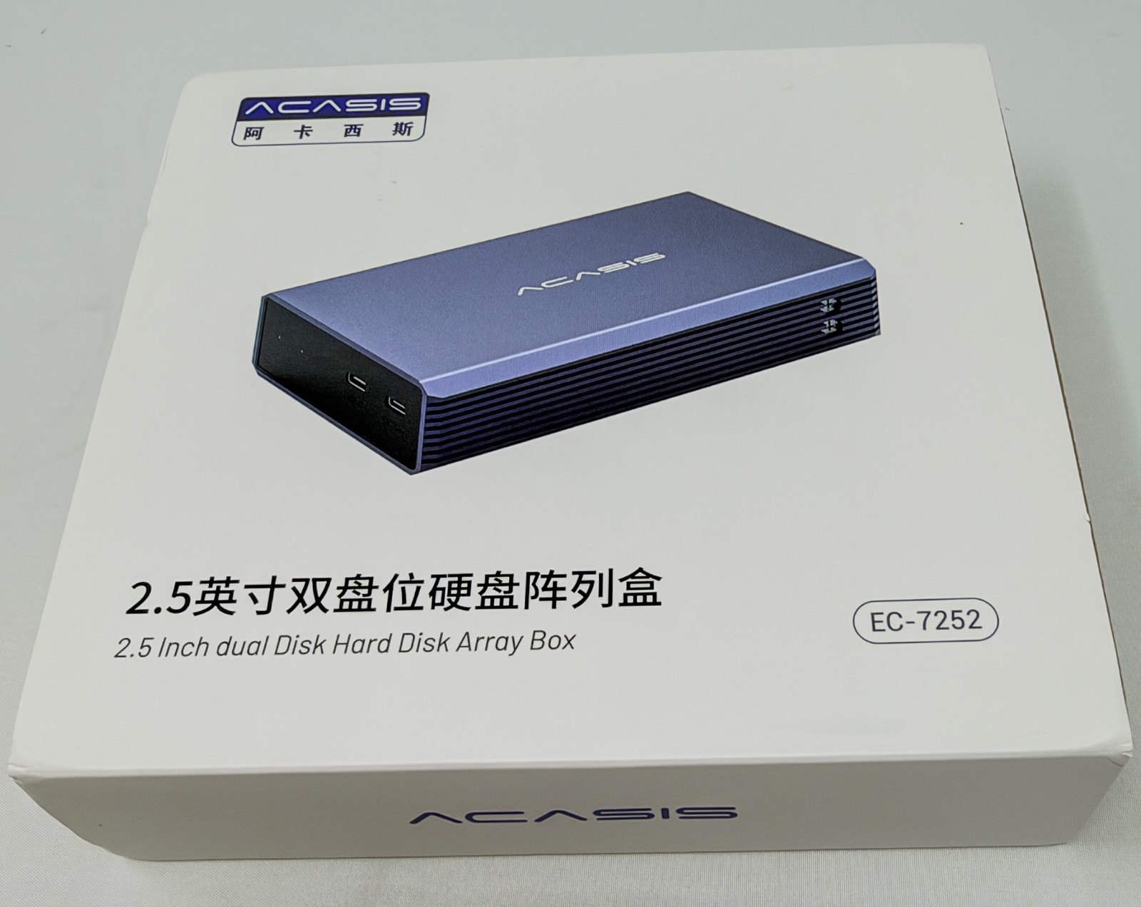 ACASIS EC-7252 Dual Bay 2.5” SATA SSD HDD USB-C RAID Enclosure NEW