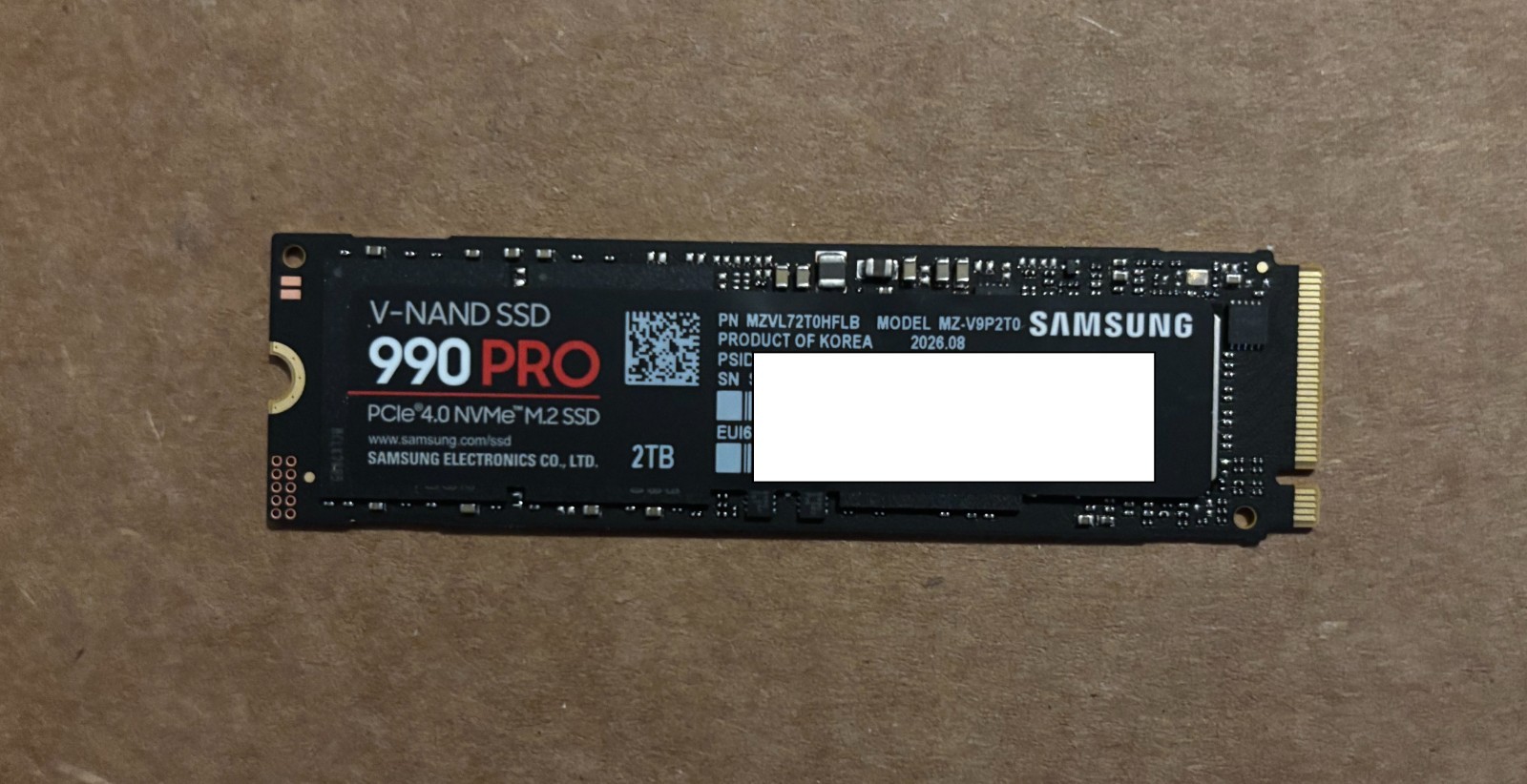 NEW Samsung SSD 990 PRO 2TB PCIe Gen 4.0x4 NVMe M.2 2280 SSD Black MZ-V9P2T0