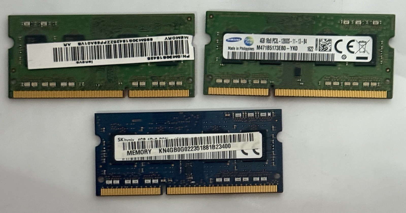 12GB (3x4GB) DDR3 PC3L-12800S Sodimm Laptop RAM Memory 2 Samsung And 1 Hynix