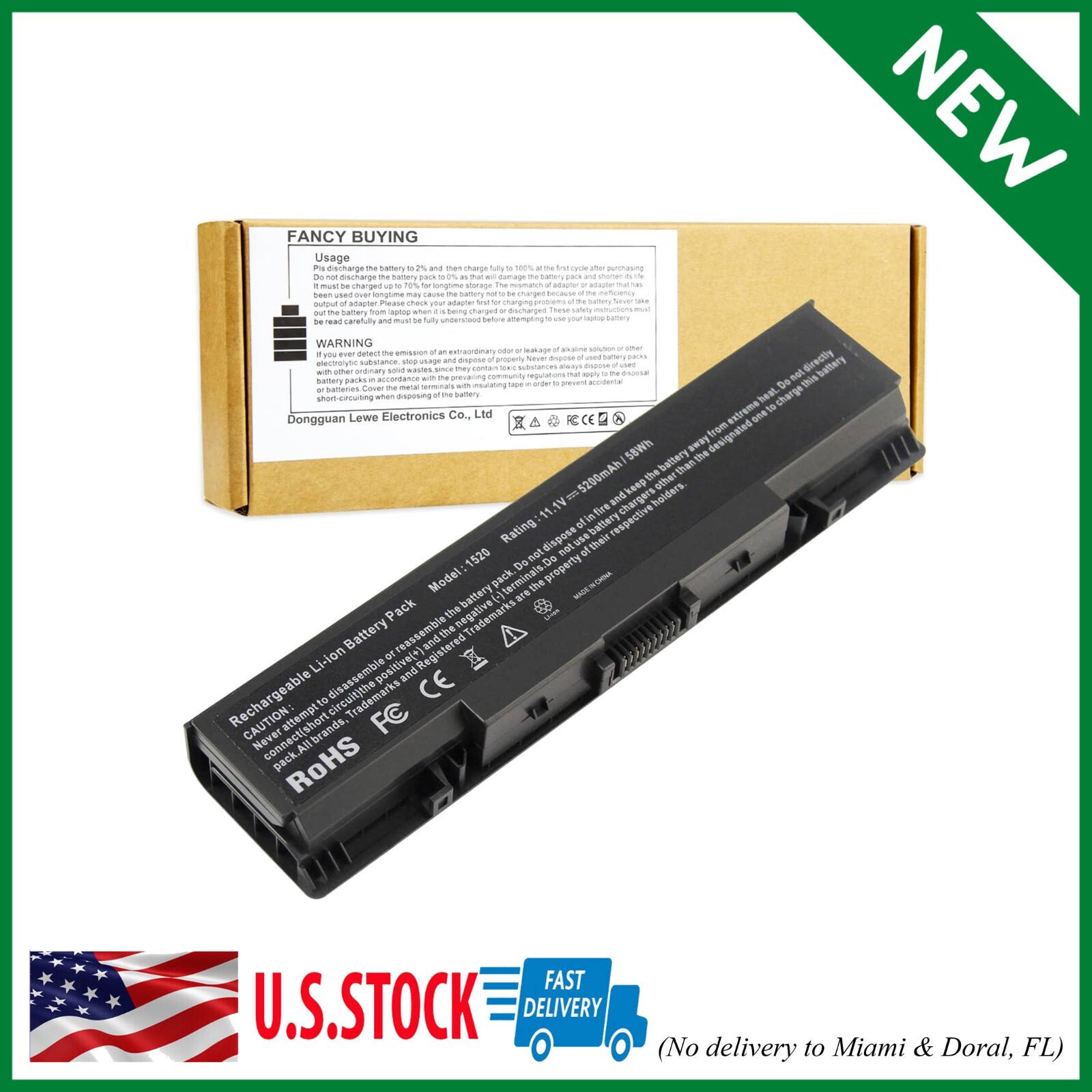 Battery for Dell 1521 1520 1721 pp22l Dell Vostro 1500 1700 (NOT For Vostro 1520