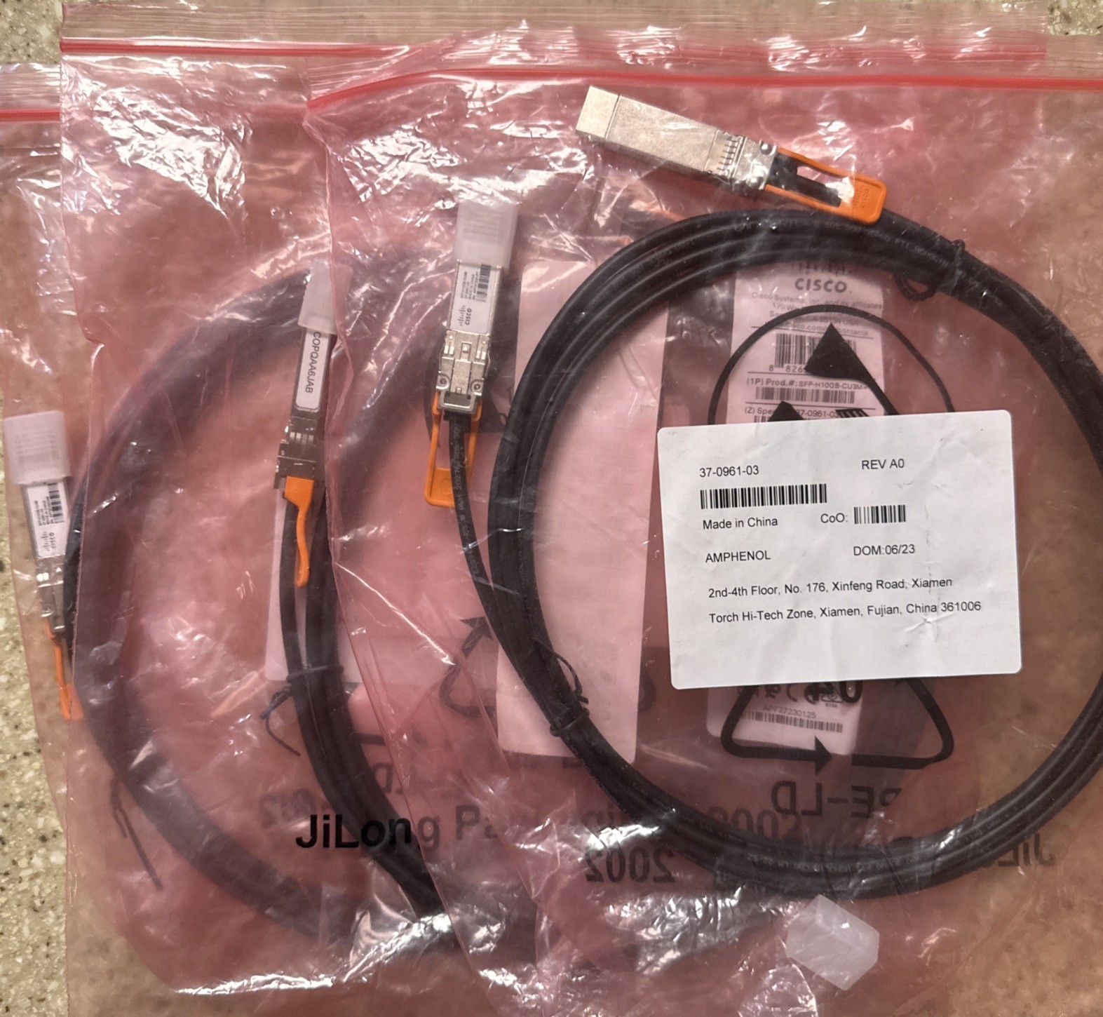 Lot of 3 Genuine SFP-H10GB-CU3M SFP+ Copper Twinaxial 10GB Cable 3M 37-0961-03