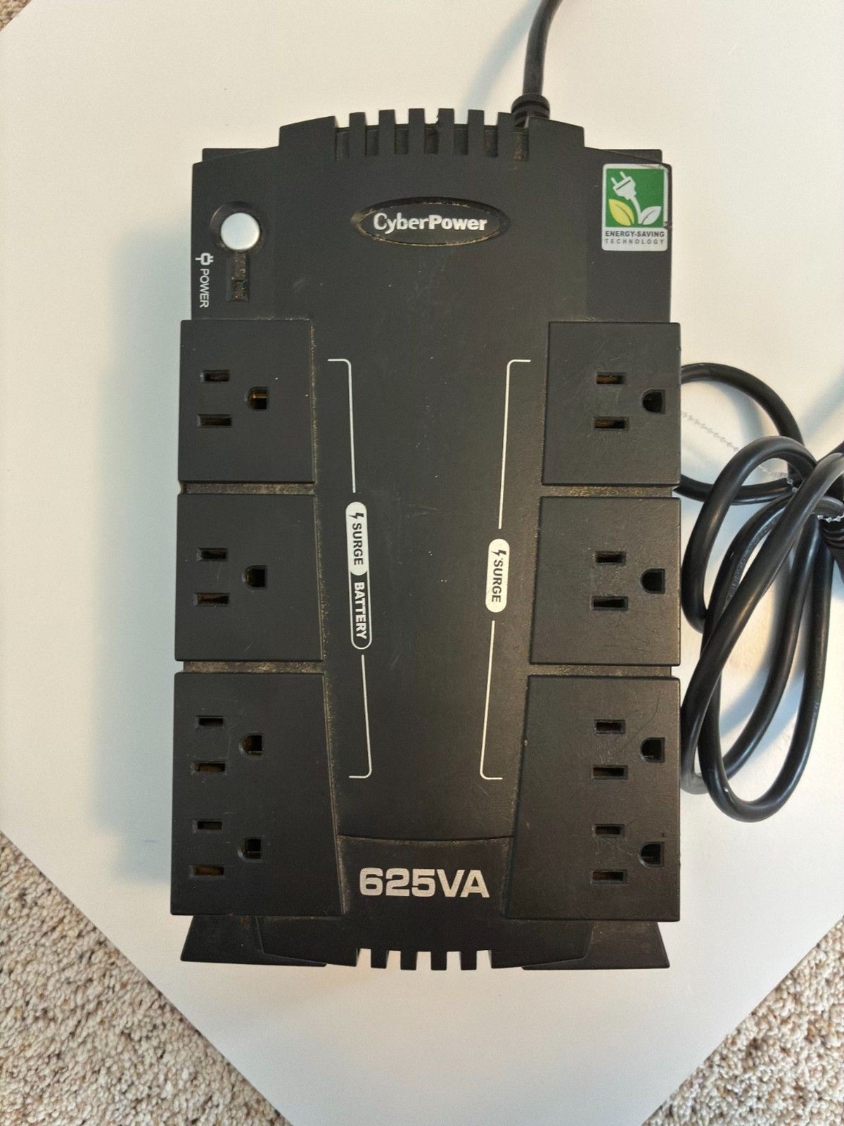 CyberPower 625VA UPS, Battery Backup + Surge Protection UNTESTED