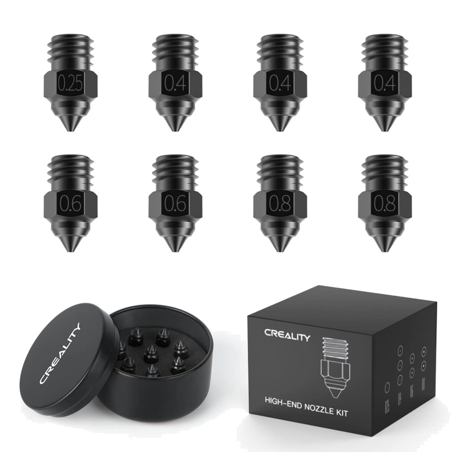 Hardened Steel MK8 Nozzles 8PCS - Ender 3/Ender 5/CR10