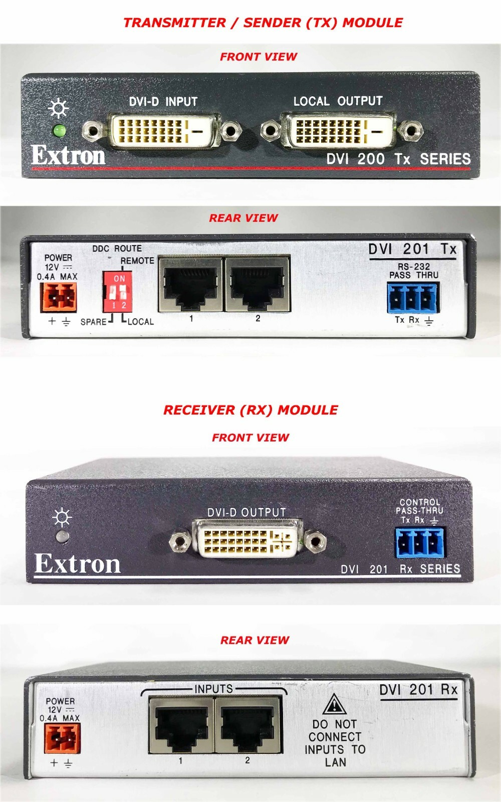 Extron DVI 201 Tx (TRANSMITTER) & Rx (RECEIVER)  - NO PSU