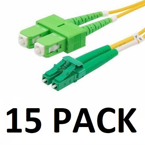 9/125 Duplex Singlemode Fiber Optic Cable Patch Cord Jumper 3M LC/APC-SC/APC