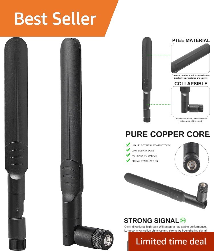 2Pcs Dual Band 8dBi WiFi Antenna 2.4GHz 5GHz 5.8GHz RP-SMA Male Bluetooth Ant...