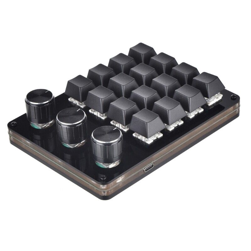 Mini Macro Mechanical Keyboard 16 Key Fully Programmable Keyboard with 3 Knob