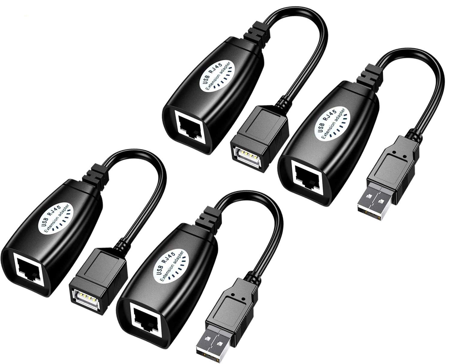 USB Over Cat6，SNLLMZI RJ45 Extender 30 feet, black