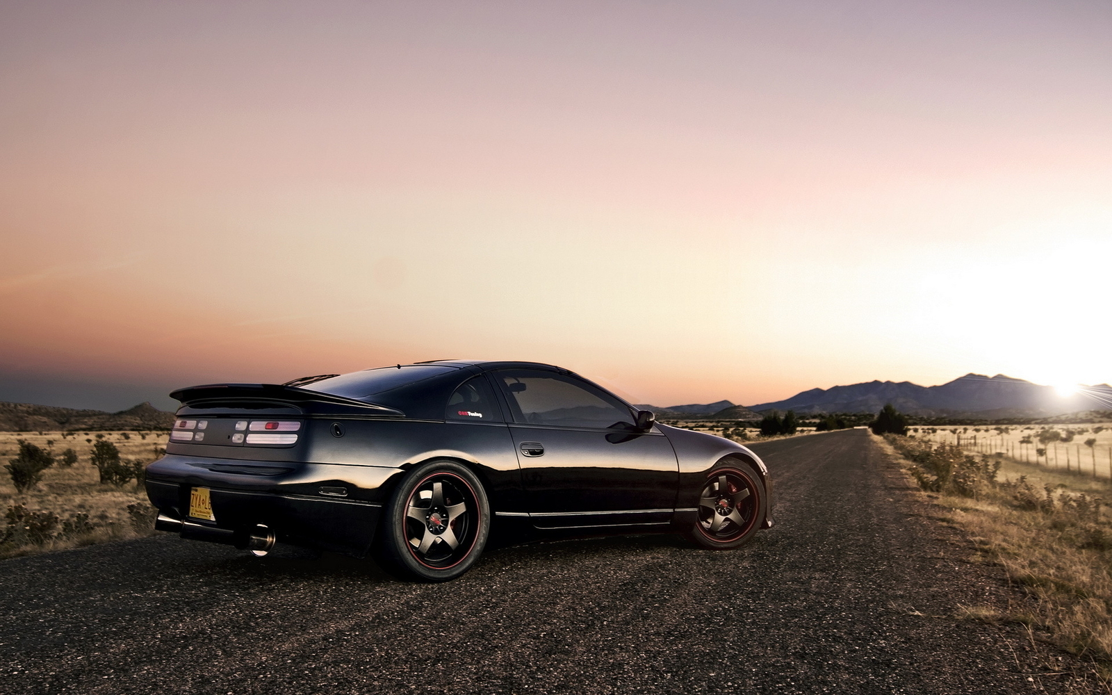 Cars nissan tuning roads landscapes sky Desk Mat Stitched