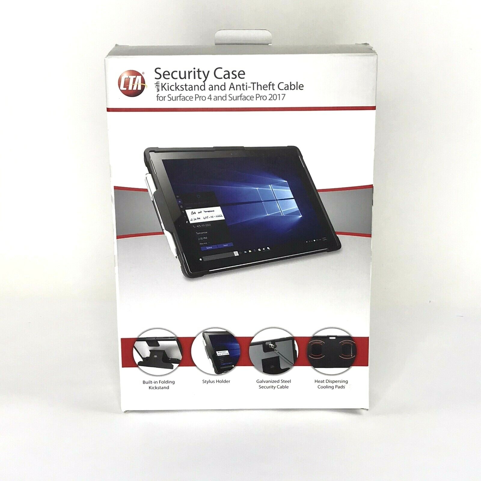 CTA Digital Security Case with Kickstand and Anti-Theft Cable for Surface Pro 4