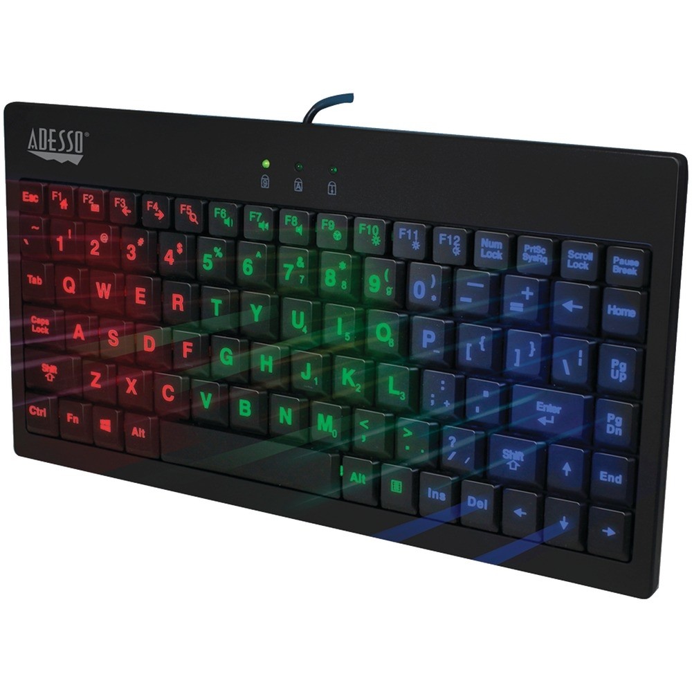 Adesso AKB-110EB Keyboard USB SlimTouch 110 3-Color Illuminated Mini Retail