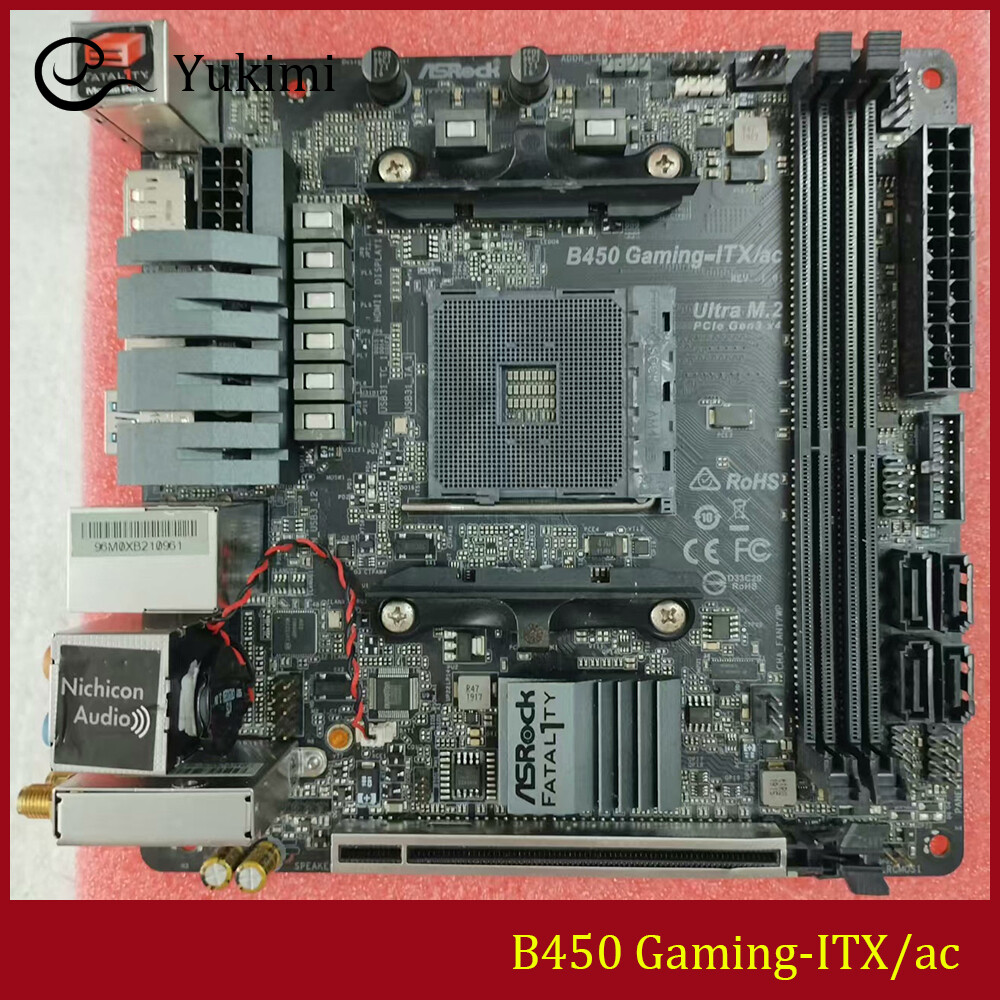 FOR ASROCK B450 Gaming-ITX/ac DDR4 *2 64GB HDMI 2.0 Mini-ITX Motherboard Test OK