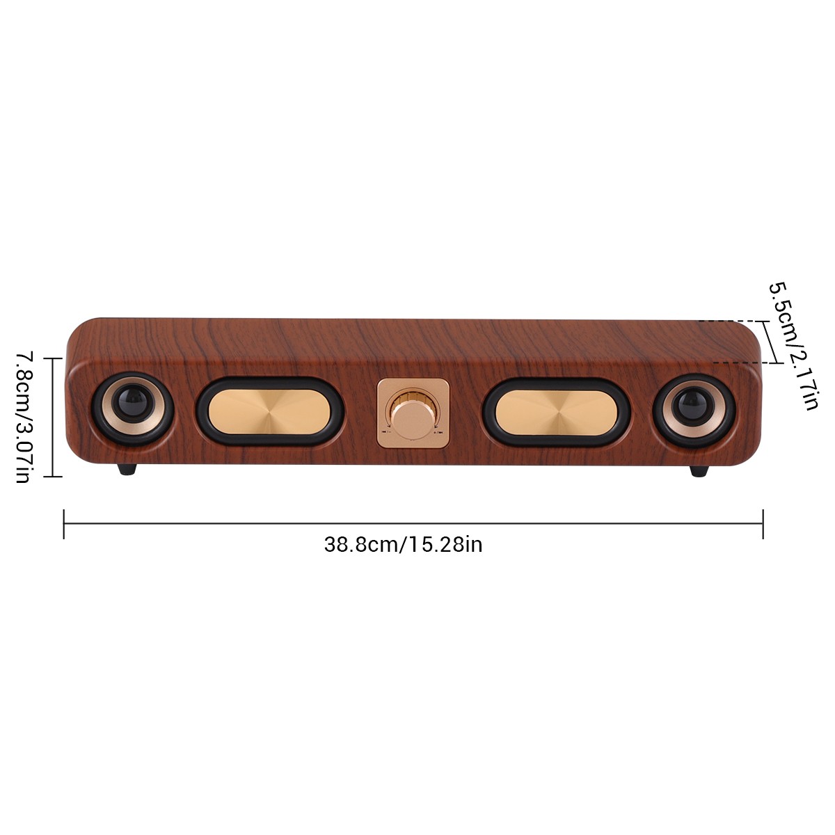 Vintage Bluetooth Soundbar Wireless Desktop Speaker Dual 2"Woofer 4D Surround FM