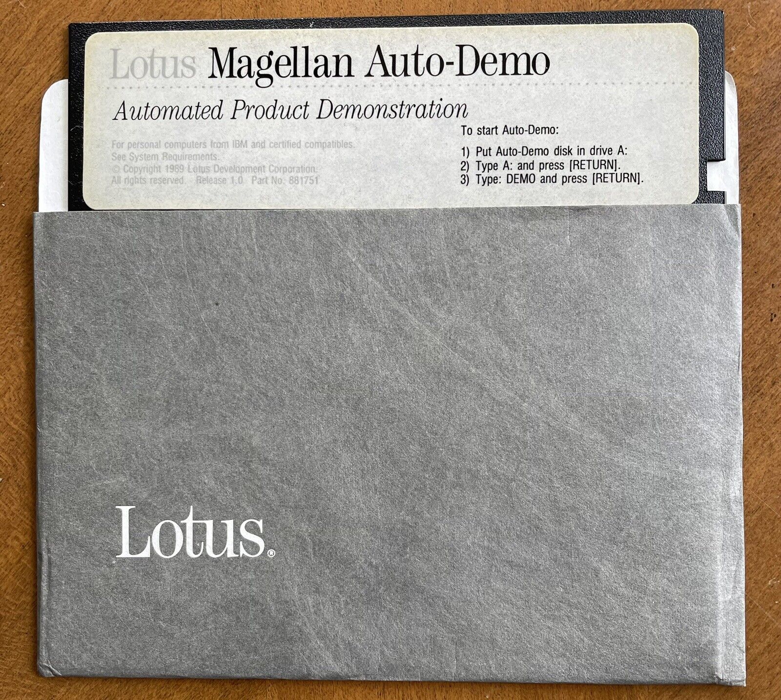 Vintage Lotus Magellan Auto-Demo 1989 5.25 Inch Floppy Disk Software