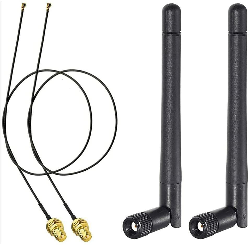 2,Bingfu WiFi Antenna 2.4GHz 5GHz RP-SMA Male 12inch Ngff IPEX4 to RP-SMA Cable 
