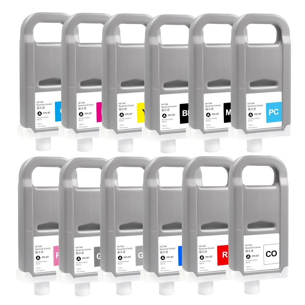 12*700ML/PC PFI-57 Compatible Ink Cartridge with Chip for Canon Pro 520 540