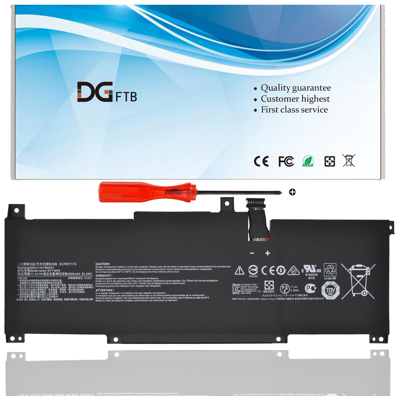 DGFTB BTY-M49 52.4Wh Laptop Battery Replacement for MSI Modern 14 B4M B4MW B10M