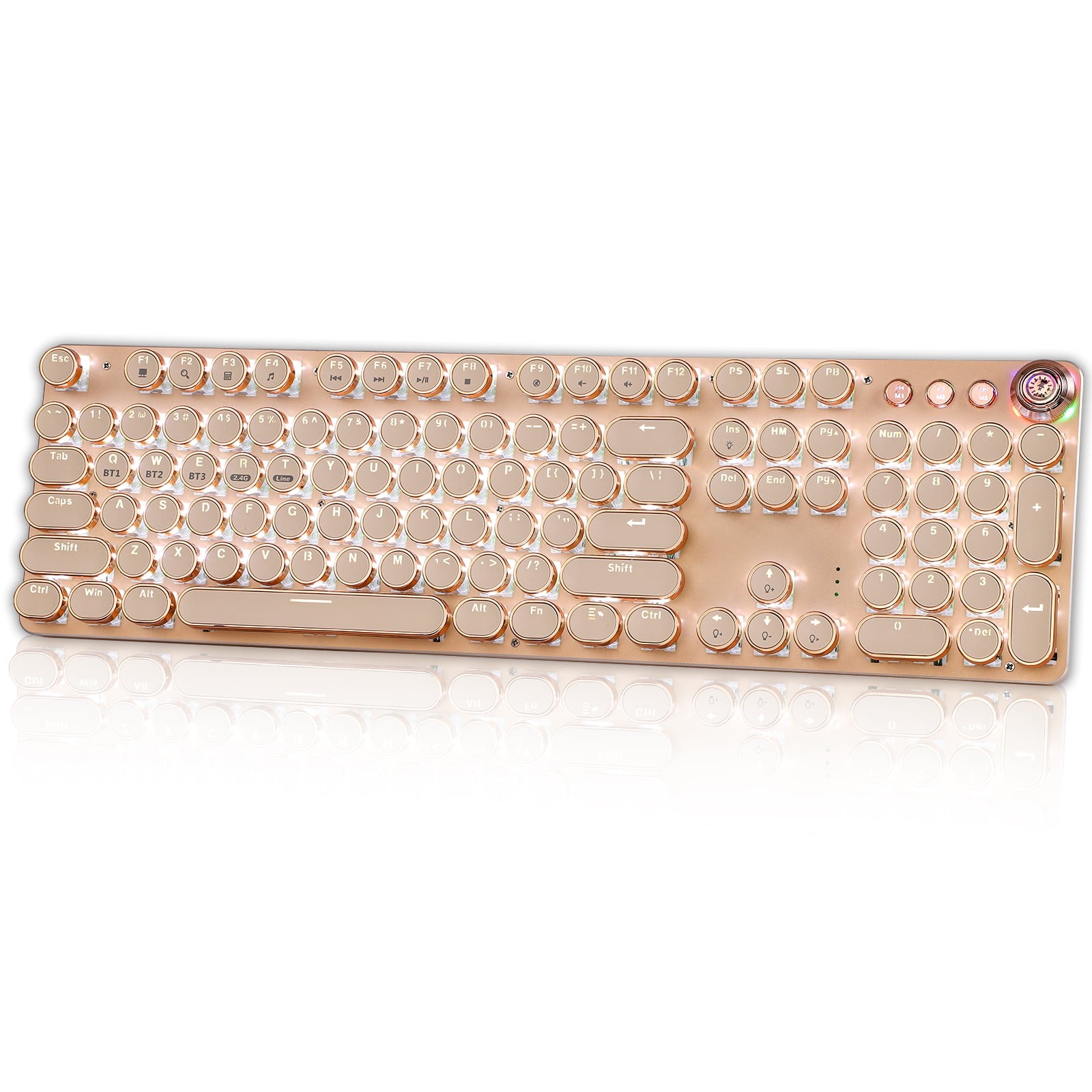 Typewriter-Style Mechanical Gaming Keyboard with Backlit Keys,Beige,New, 1 Count