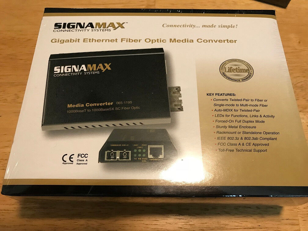 Brand new Signamax 065-1196LXED Gigabit Ethernet Fiber Optic Media Converter