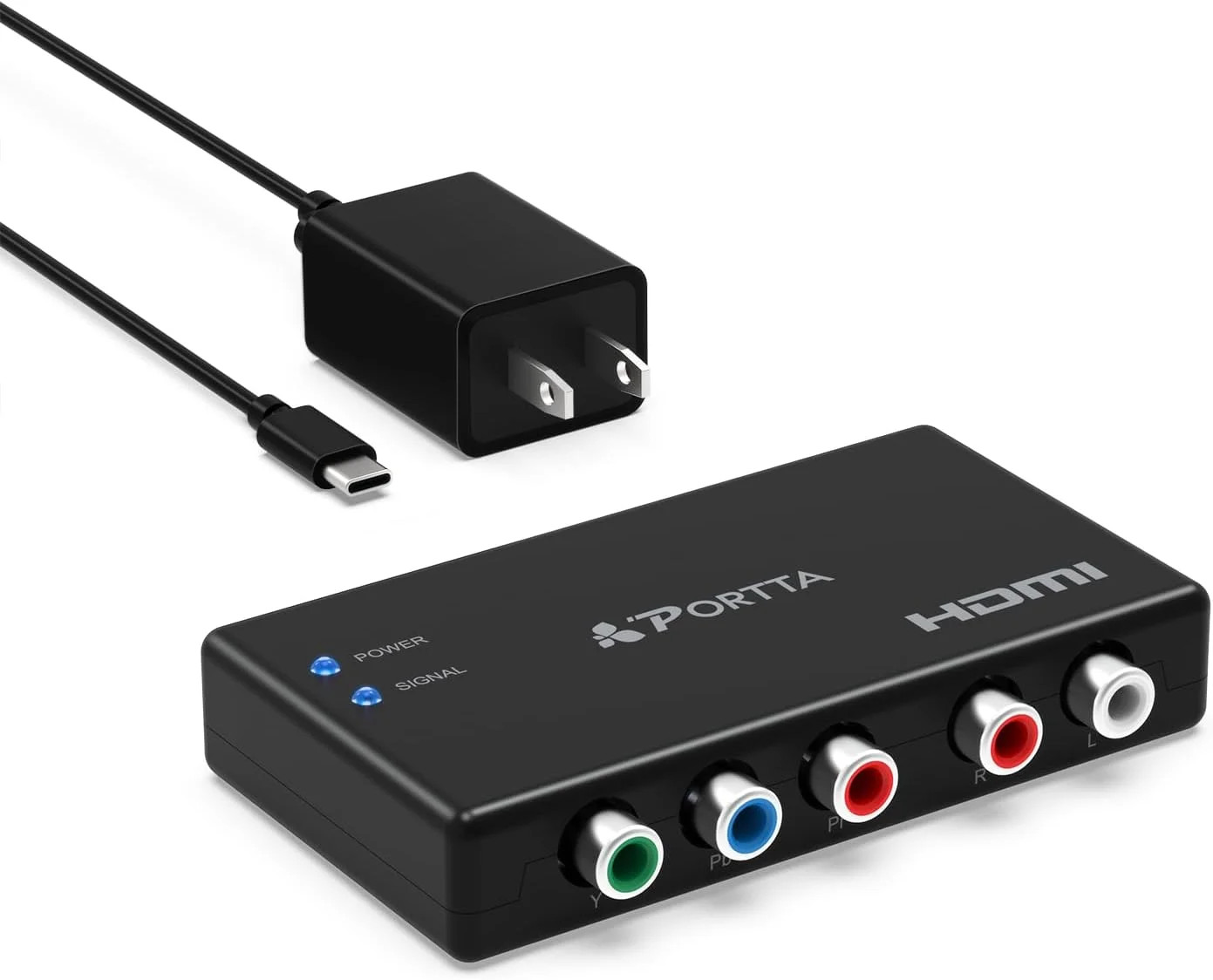 Portta Component to HDMI Converter, YPbPr RGB + R/L Audio to HDMI v1.3 Converter