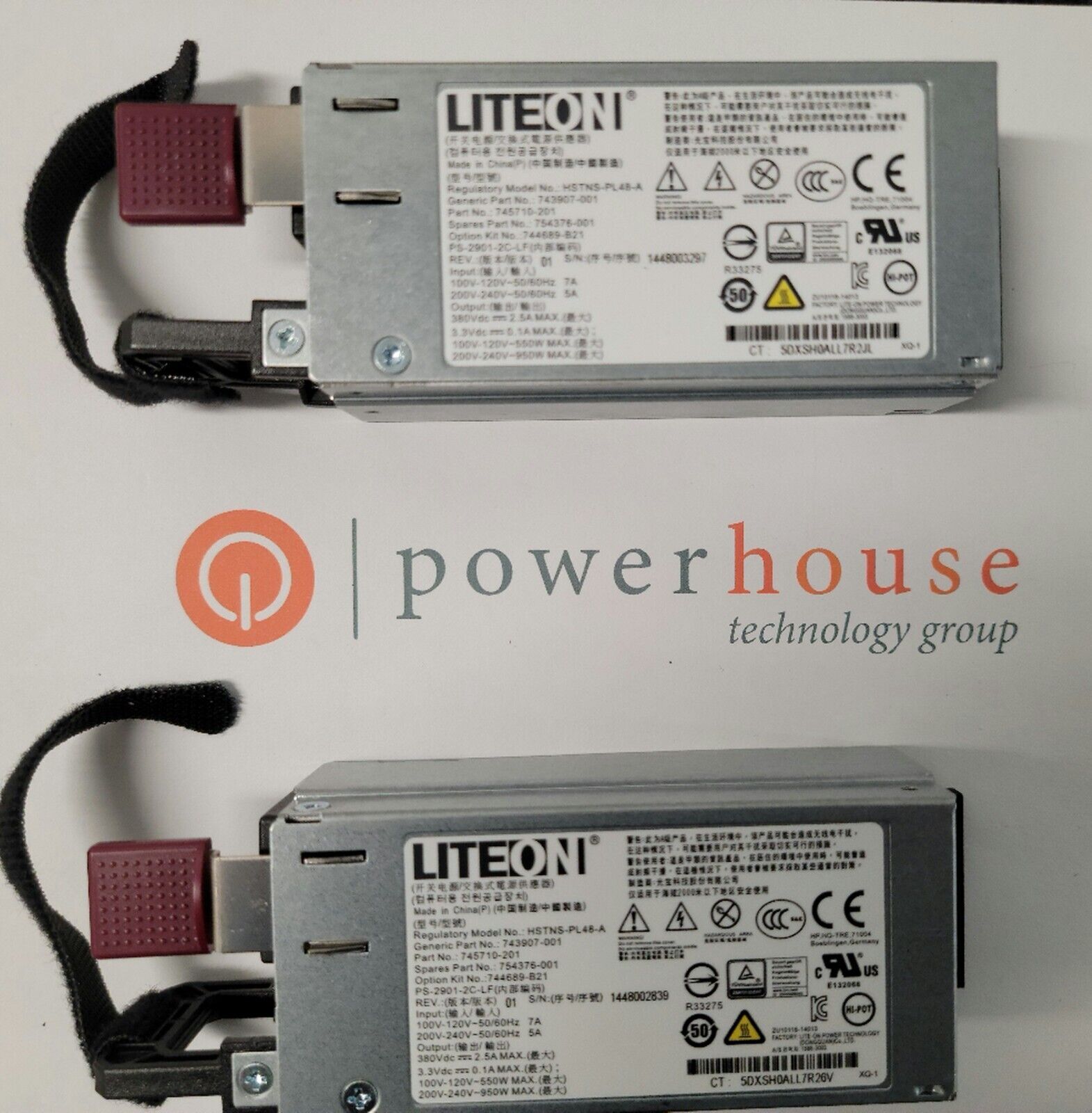 Lot of 2 754376-001 743907-002 745710-202 HPE Hot plug 900W AC power supplies