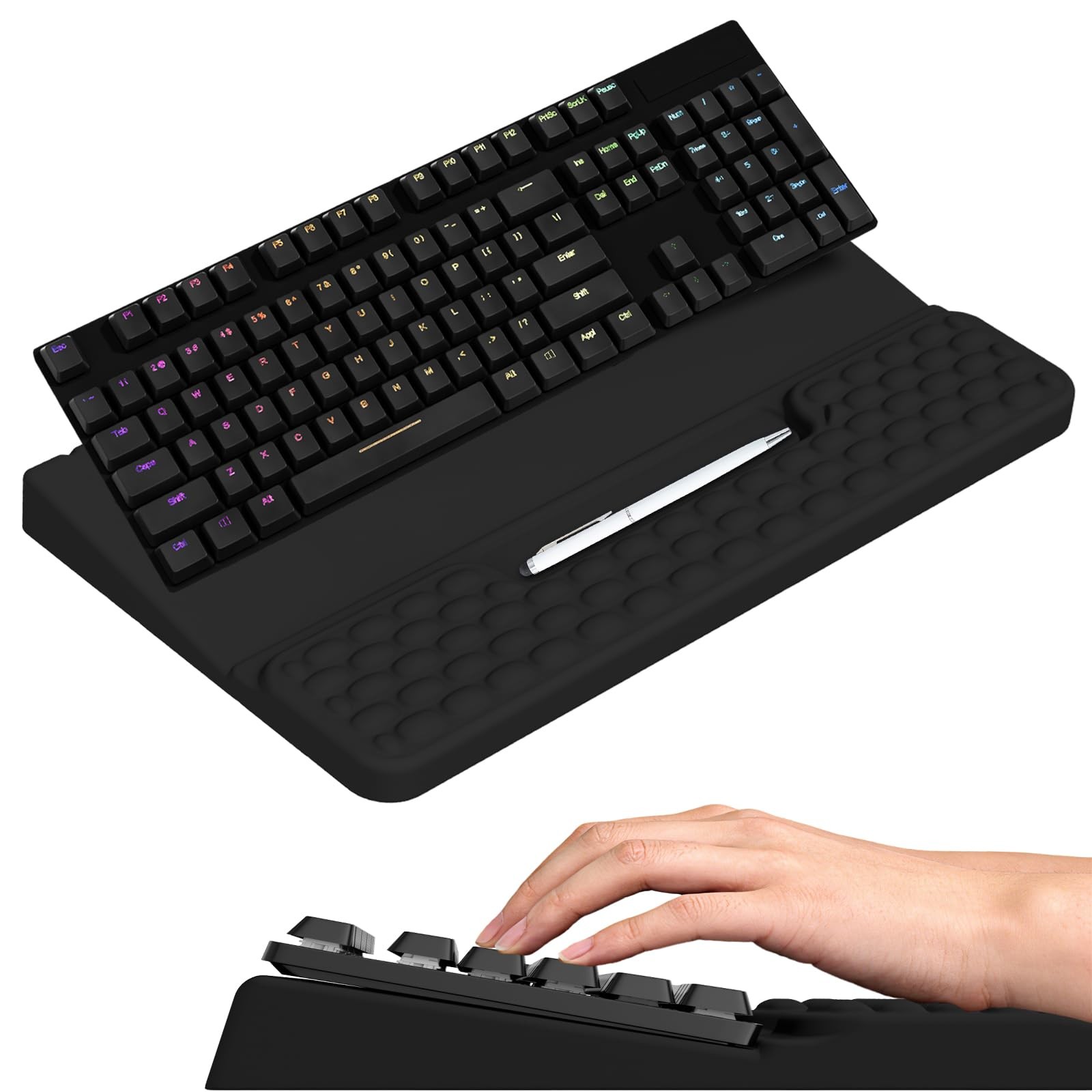 1 PC Black Keyboard Stand Riser Holder Lift Tray Soft Memory Foam Wrist Pad