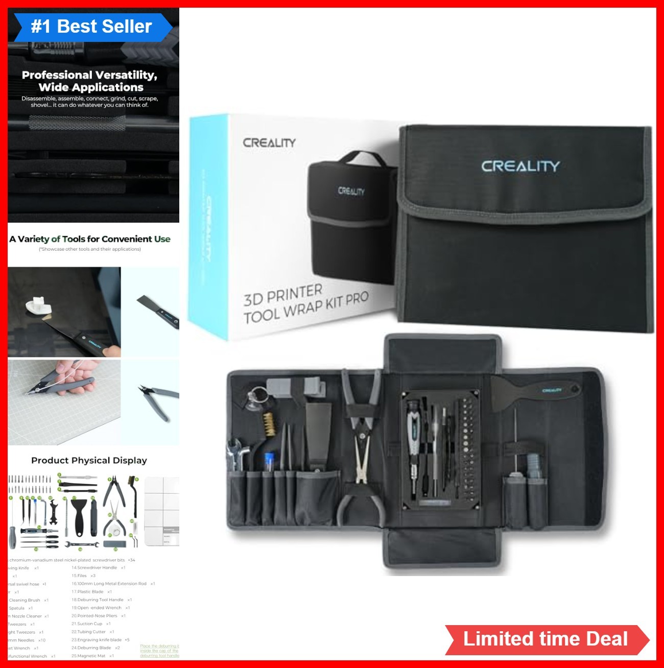 3D Printer Tool Kit 74 Piece Nozzle Cleaner Screwdriver Wrench for FDM Printing