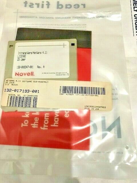 ULTRA RARE VINTAGE NOVELL NETWARE 4.11 25 USER LICENSE ADDS 25 USERS RM4