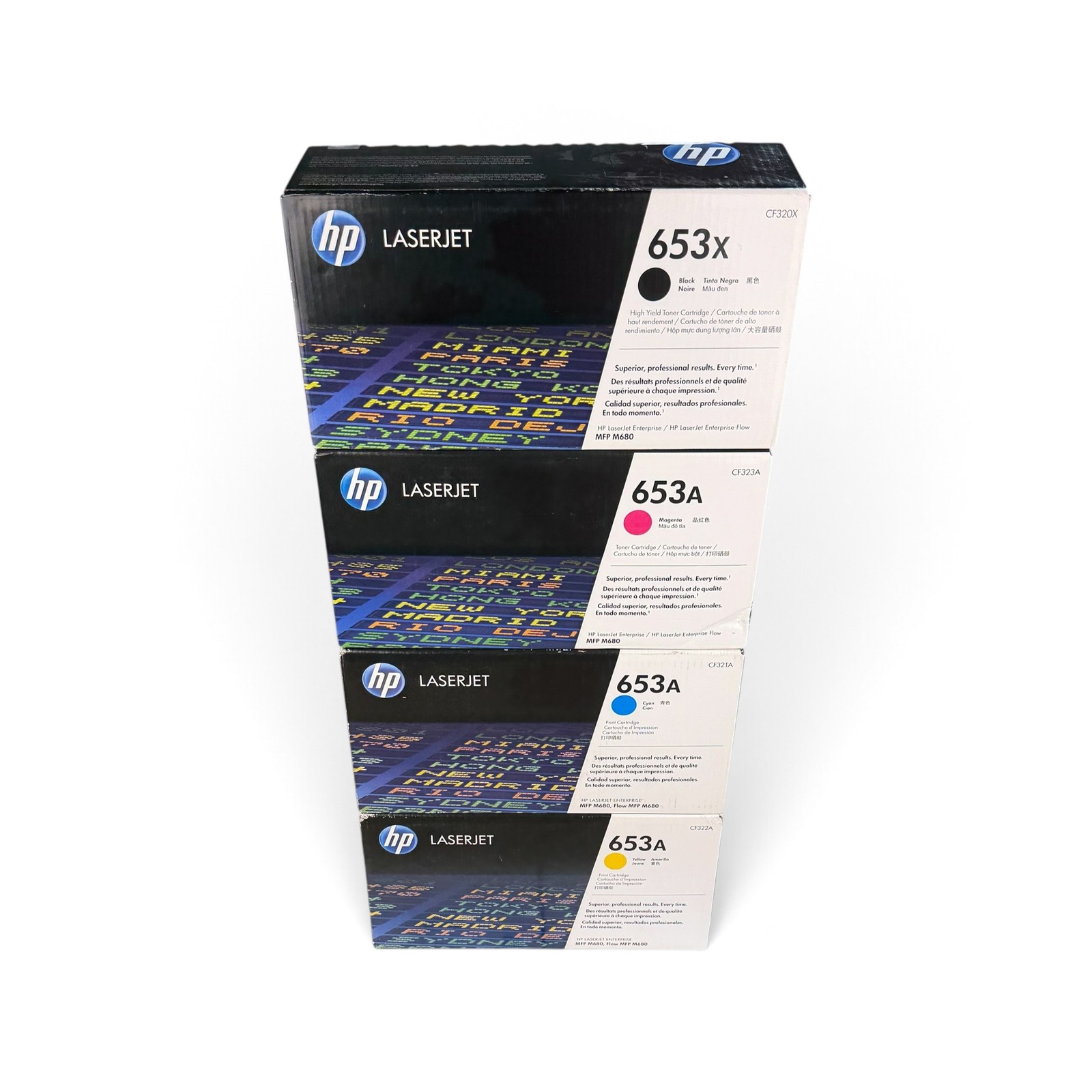 HP 653X 653A LaserJet Toner Set CF320X CF323A CF321A CF322A Black Open Box