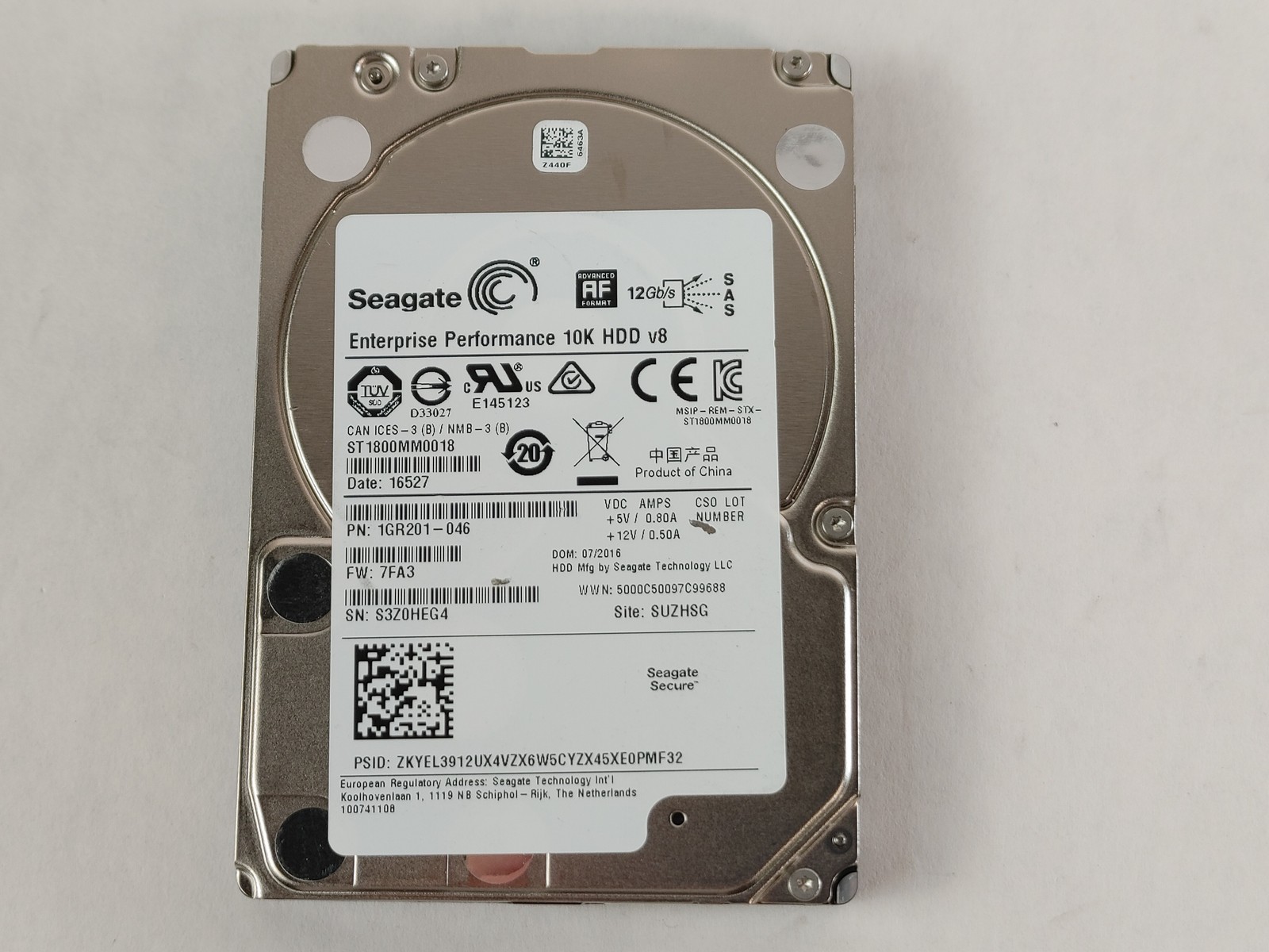 Lot of 2 Seagate ST1800MM0018 1.8 TB SAS 3 2.5 in Enterprise Drive