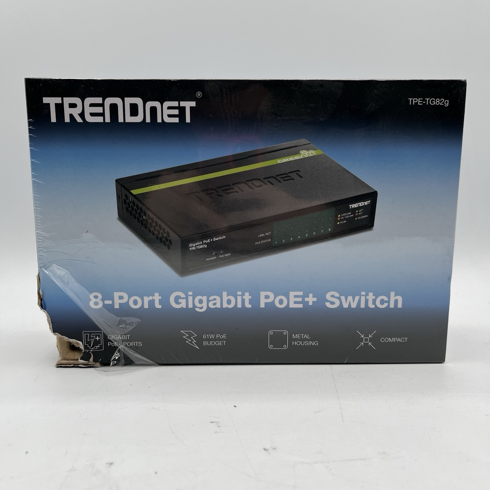 BRAND NEW TrendNet Model TPE-TG82g/A 8 Port Gigabit PoE+ Switch, Read Desc.