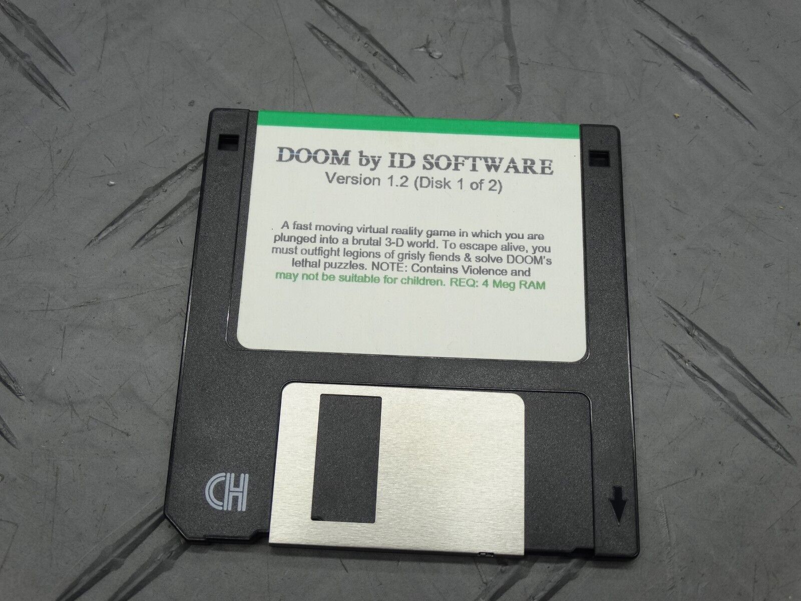 Doom Version 1.2 by ID Software Game 3.5” Floppy Vintage (Disk 1 of 2 Only)