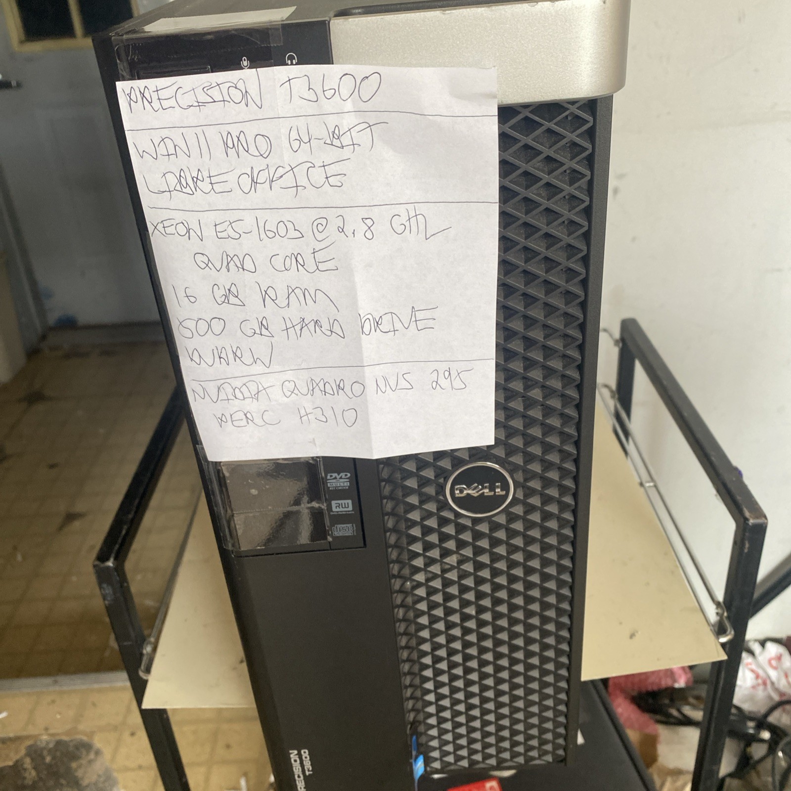 Dell Precision T3600 Xeon E5-1603 2.8GHz 16GB 500GB NVS 295 H310 Win 11P DVDRW