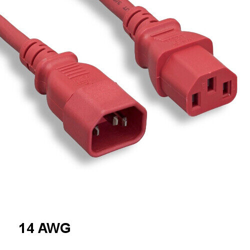 10PCS Red 6\' Heavy Duty Power Extension Cord IEC60320 C13 to C14 14AWG 15A/250V