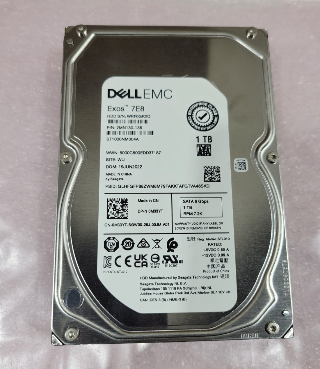 M33YT 0M33YT DELL EMC  1TB 7.2K SATA 3.5" 6Gb/s HDD Hard